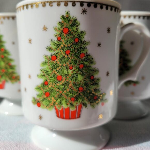 George Good Christmas Tree Footed Mugs - Set of 6 - Picture 2 of 2